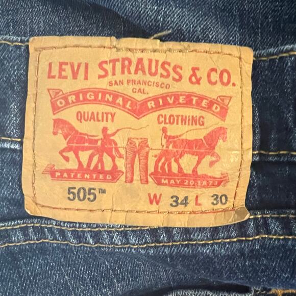 Levi’s 505 jeans men’s 34x30 Regular Straight Mid Rise dark wash Stretch - Picture 7 of 7
